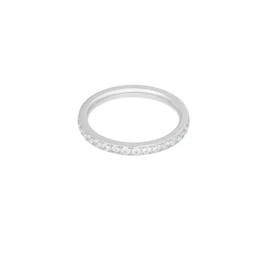 Silver thin dainty ring with zirconia stones - Lavina