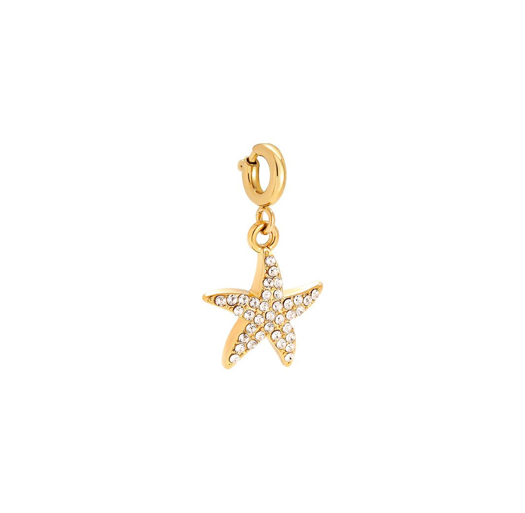 Gold seastar with zirconia stones charm necklace bracelet hanger pendant - Lavina Jewelz