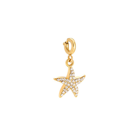 Gold seastar with zirconia stones charm necklace bracelet hanger pendant - Lavina Jewelz