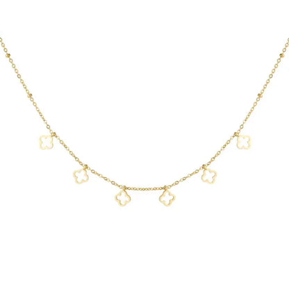 Gold small 4 leaf clover pendants charms necklace - Lavina