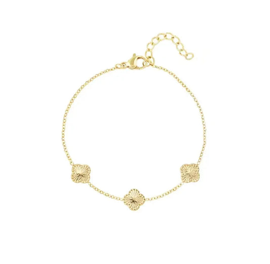 Gold tiny 4 leaf clovers bracelet - Lavina