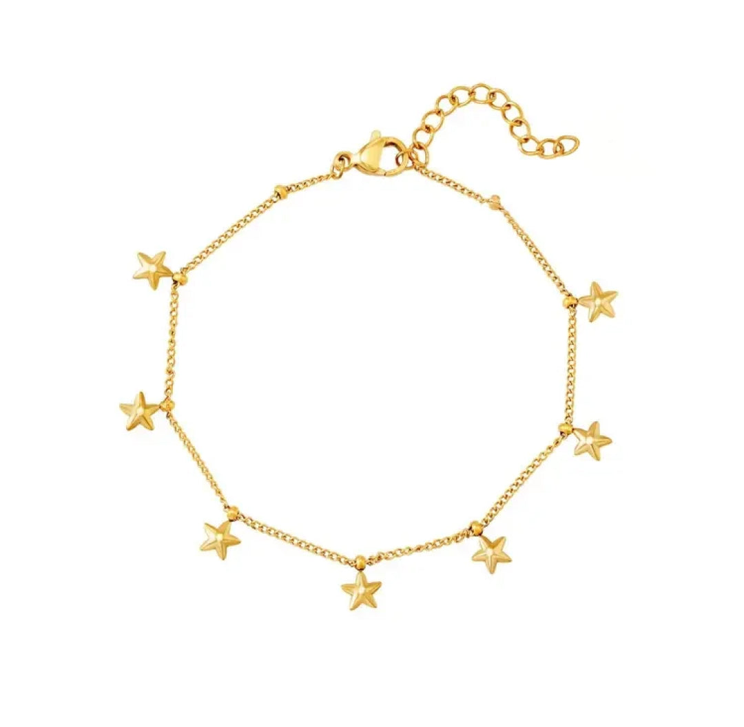 Gold tiny stars charms pendants bracelet - Lavina