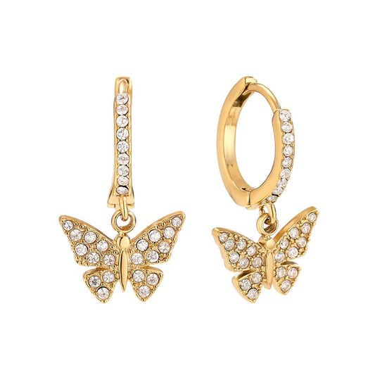 Diamond zirconia butterfly dangling earrings - Lavina Jewelz