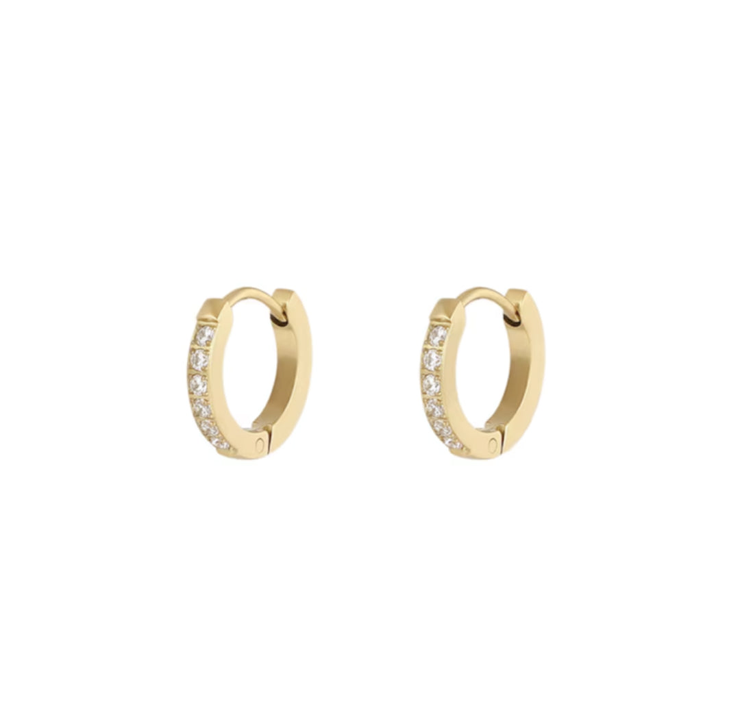 Zirconia gold hoop earrings - Lavina Jewelz