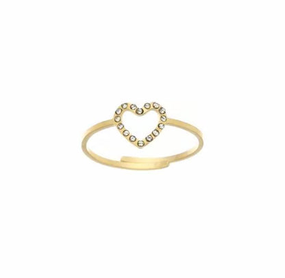 Gold ring with a heart design adorned with sparkling zirconia stones - Lavina