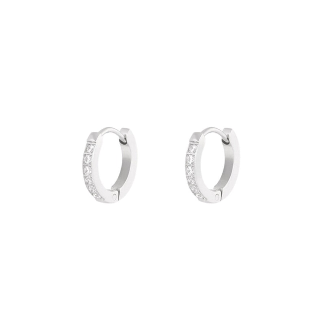 Zirconia silver hoop earrings - Lavina Jewelz