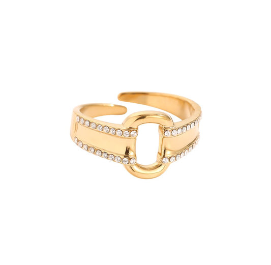 Gold belt ring with zirconia stones - Lavina Jewelz