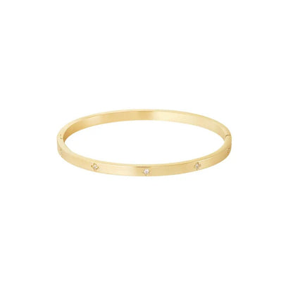 Clover Bangle Bracelet gold silver with zirconia stones - Lavina Jewelz