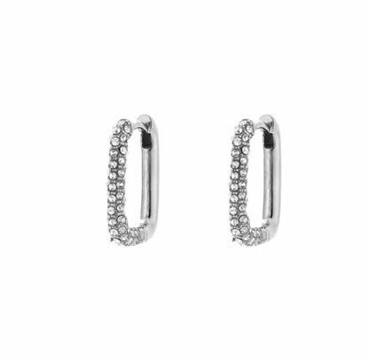 Glammer silver rectangle zirconia earrings - Lavina Jewelz