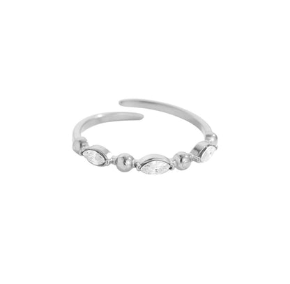 Small marquise zirconia stones fine ring silver adjustable - Lavina Jewelz