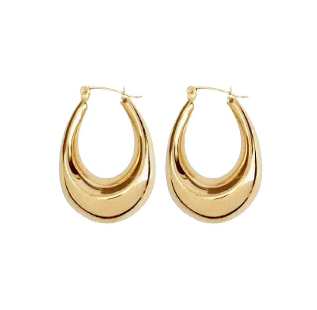 Gold medium oval hoop earrings - Lavina