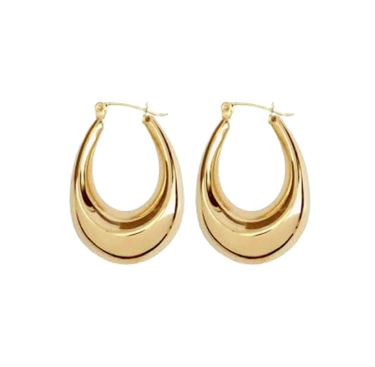 Gold medium oval hoop earrings - Lavina