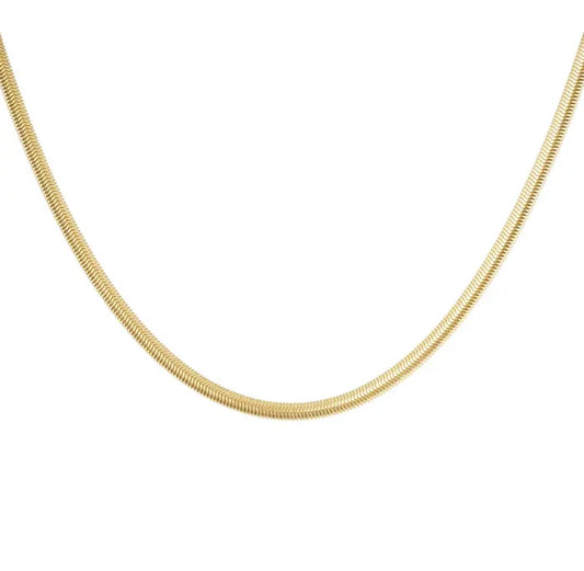 Gold Flat Snake Quality Chain Necklace - Lavina