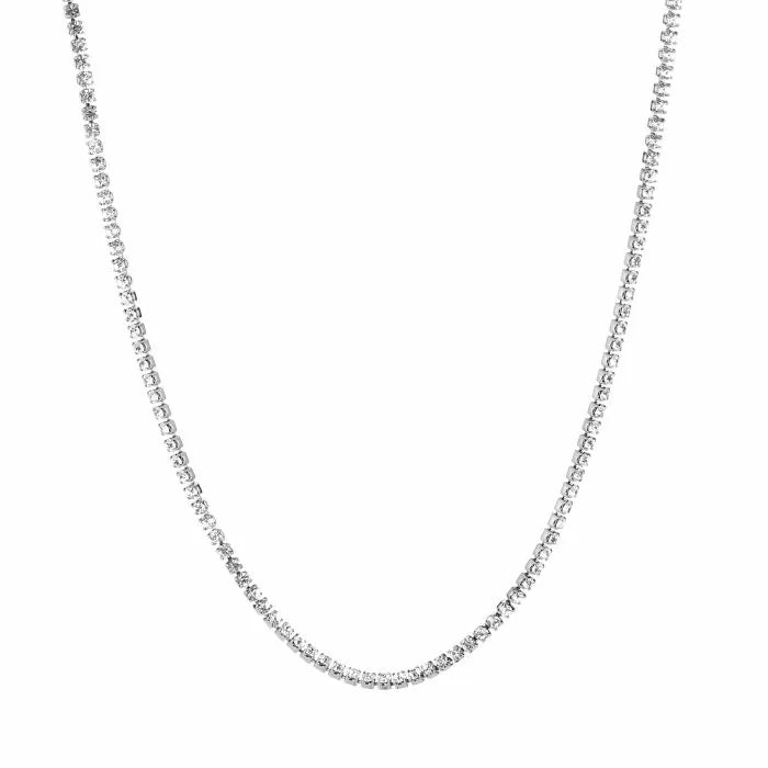 Tennis Necklace Thin Silver - Lavina