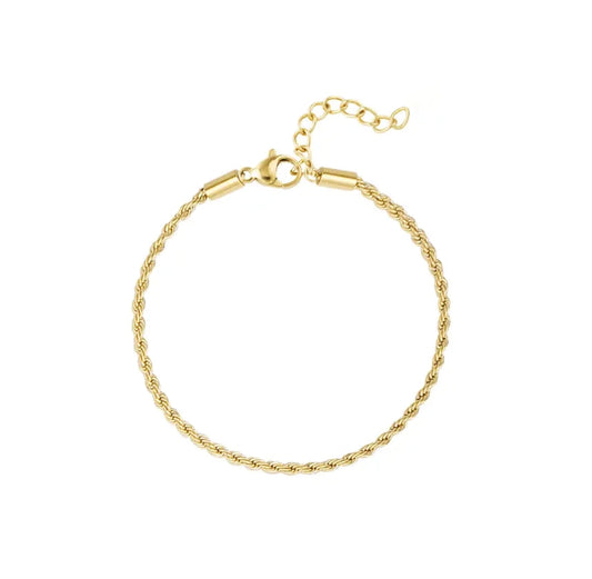 Gold thin twisted rope bracelet - Lavina